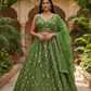 Mehndi Henna Green - Banarasi Brocade Silky Lehenga Set - Mehndi / Sangeet / Bridesmaids / Weddings / Garba  - Size UK 12 (38" Bust) Adjustable to Size 14 - UK Stock - 24h Dispatch - AF2601 02VP26