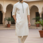 White  - Banarasi Handloom Brocade Mens Indian Kurta set - UK Stock - Weddings / Walimas , Sangeet, Diwali, Eid, Mehndi / Henna - VEE2488 VR