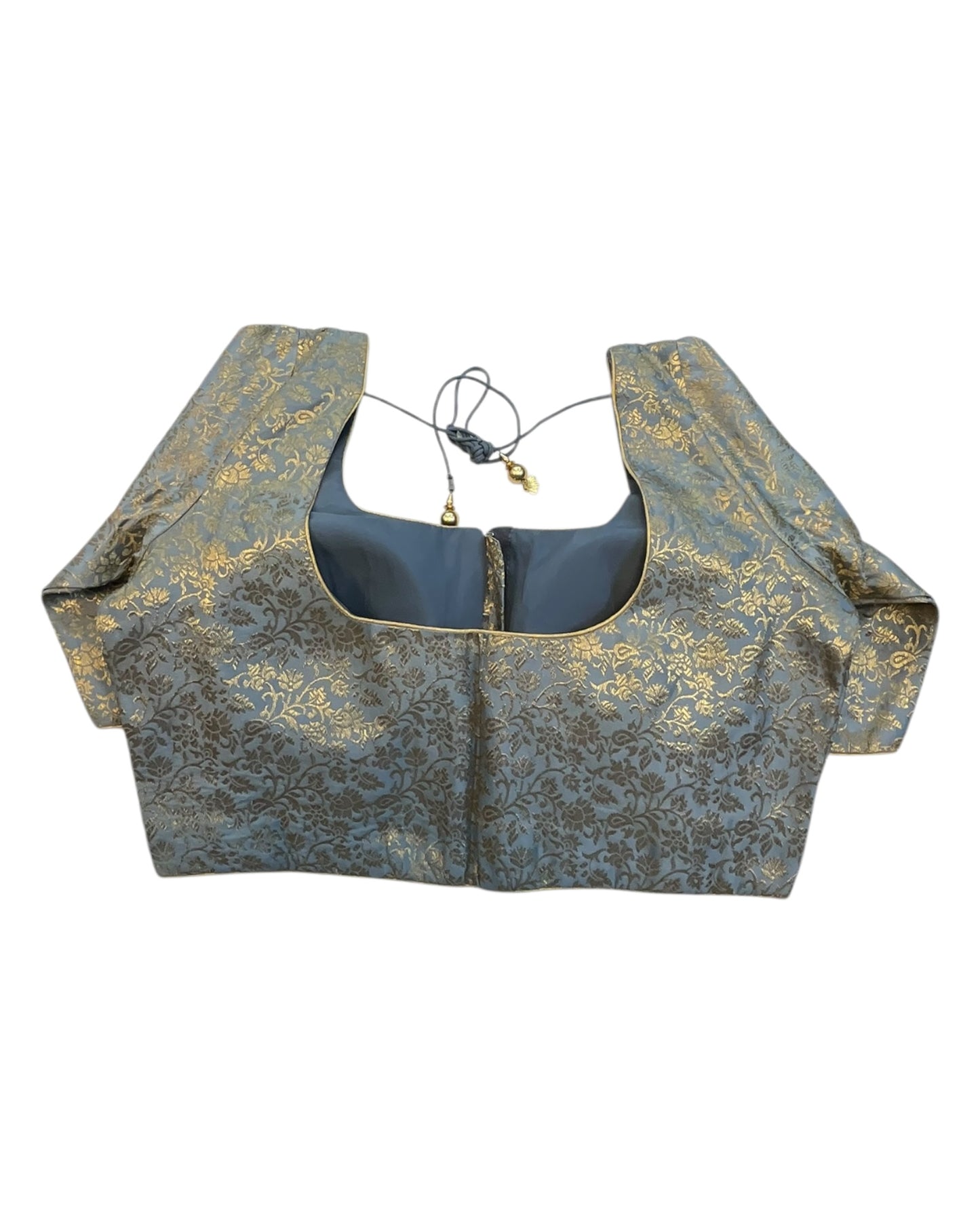 38" & 42" - Grey - Banarasi Brocade Saree / Lehenga Blouse -UK Stock - Quick Dispatch - X1126 01A25