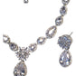 Clear - American Diamond Style Silver Finish Small Size Necklace Set with Earrings - AE2422 11H24