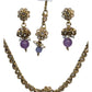 Lilac - Small Size Antique Gold Finish Necklace Set with Earrings & Head Piece /Tika- SLV79  11A24