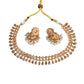 Gold / Neutral - Medium Size Gold Finish Necklace Set with Earrings - TOH2404 Cp 0424