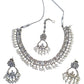 Clear - Silver Finish Necklace & Earrings Set - Bollywood - Weddings - KAJ1039 11KK24