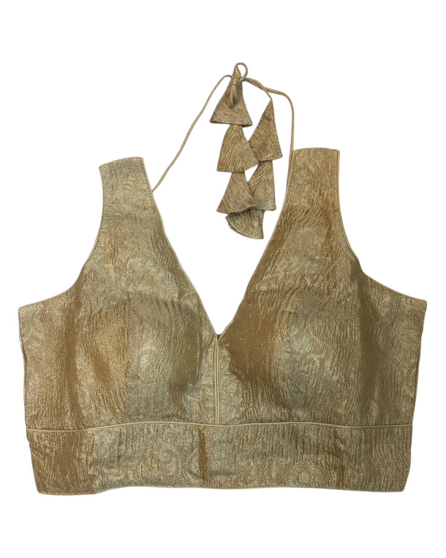 Gold - Crushed Tissue Saree / Lehenga Blouse - With Cups - Margin to loosen - UK Stock - AF2341 C 1224