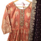 Banarasi Silky Peach / Coral Anarakali Long Dress with Trousers - Size 10, 14  and 18 - KTC241070TT