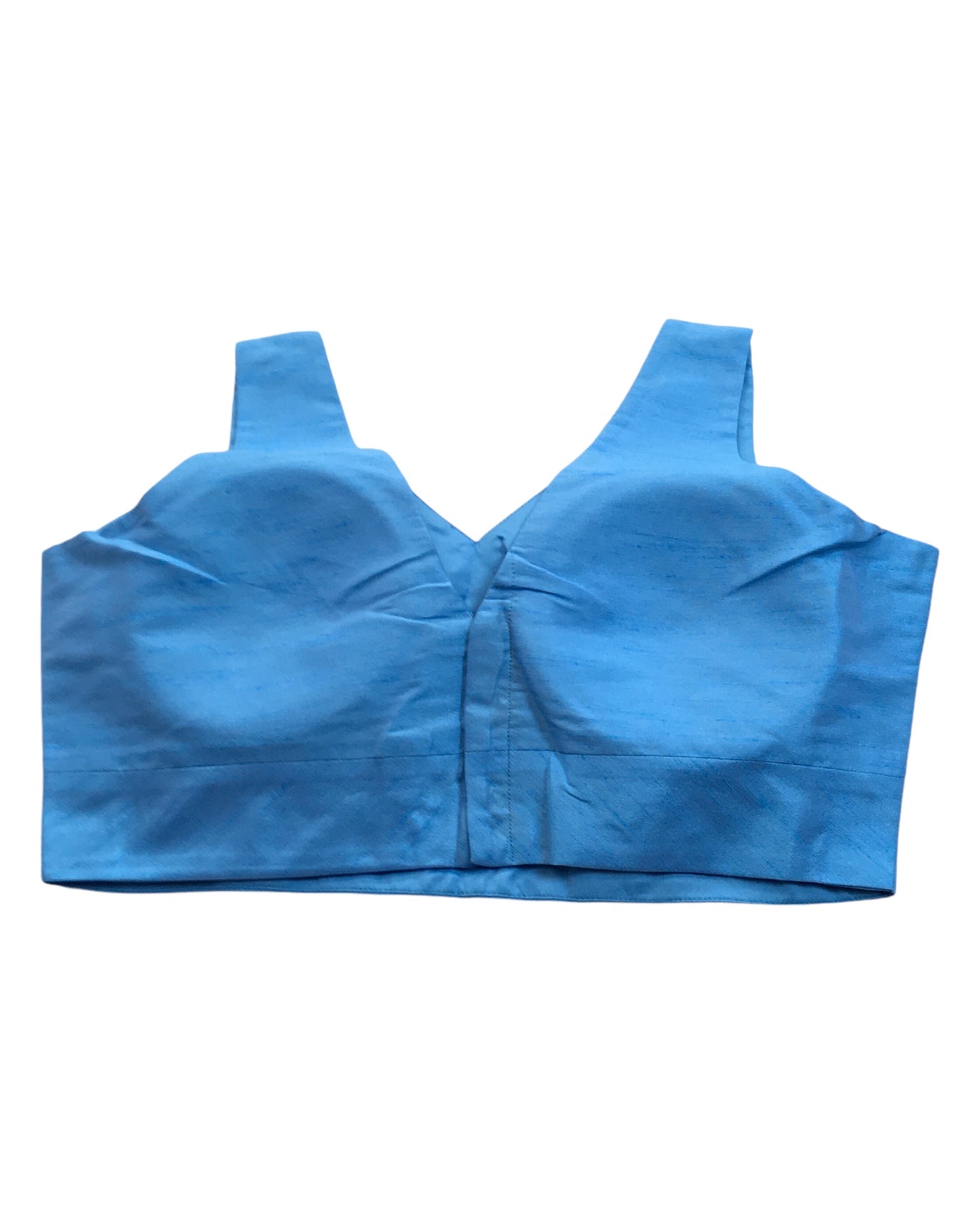 Light Blue - Silky Saree blouse with cups,  Sleeveless - 38" - UK Stock - Quick Delivery - RNK - R722A-KY