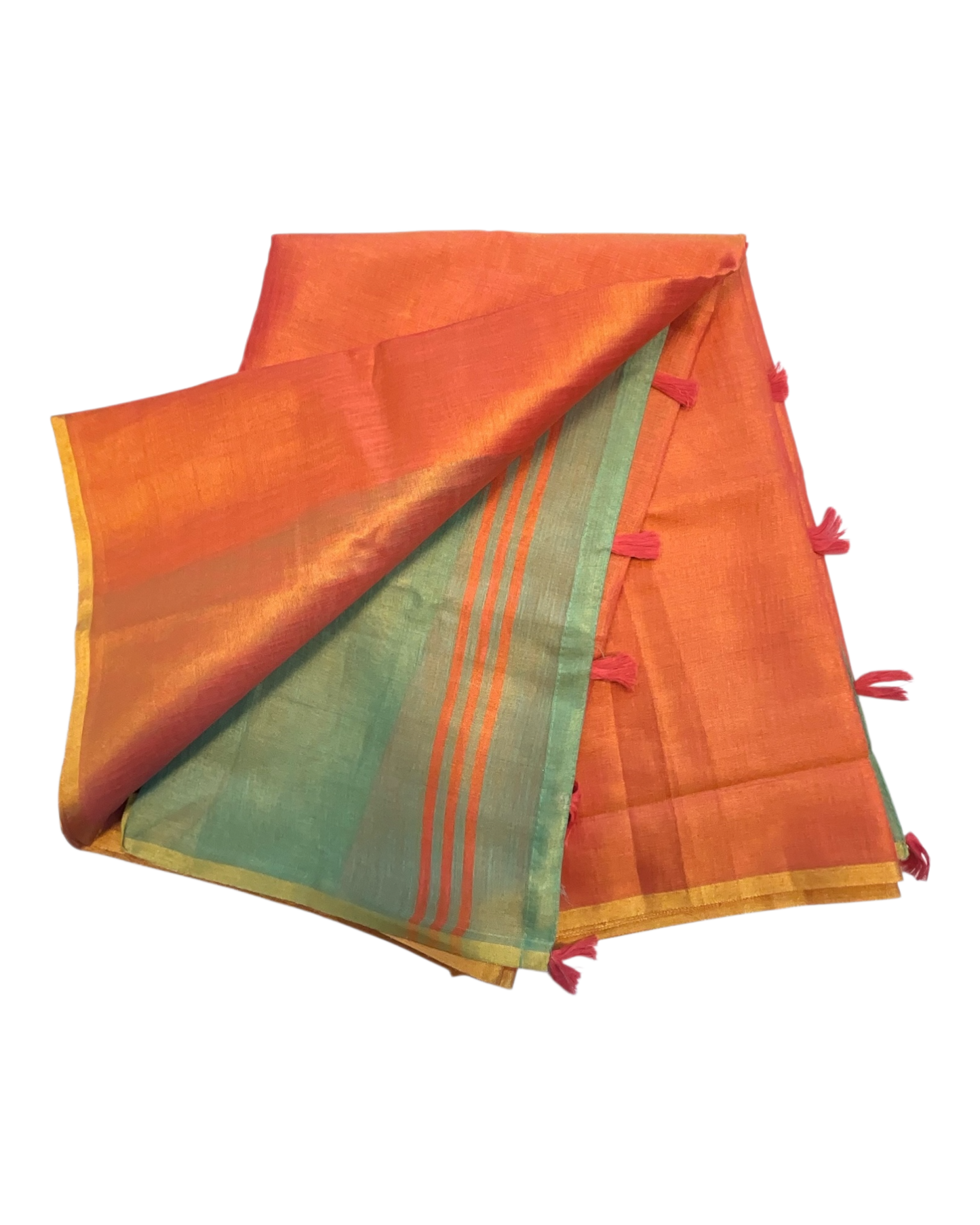 Coral - Classic Plain Cotton Silky Fancy Saree with Blouse Piece - UK Stock - 2/3 days Delivery  12KV25 RP514
