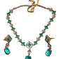 Turquoise Blue - Medium - Antique Gold Finish Necklace Set with Earrings - AE2407 A 0724