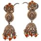 Orange & Pearl Tiered Jhumka Earrings - Bollywood - Weddings - 6JE135 09A26