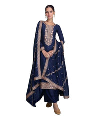 Navy Blue - Simple / Classy Chiffon Ladies Indian Salwar Suit with Rich Dupatta - SYRA9682 VP 1023