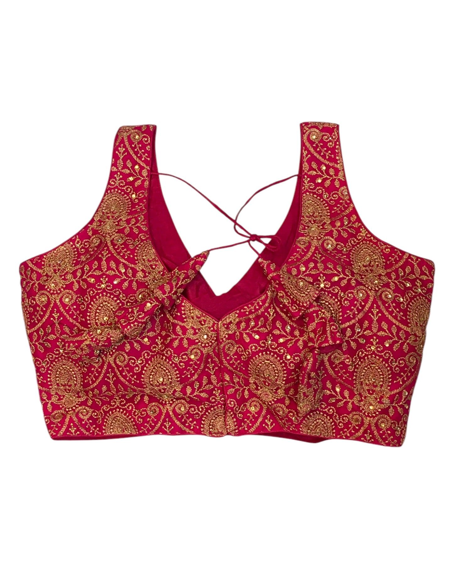 Fuchsia Pink - Fully Embroidered Saree / Lehenga Blouse - With Cups - Margin to loosen - UK Stock - AF2505 KV 1224