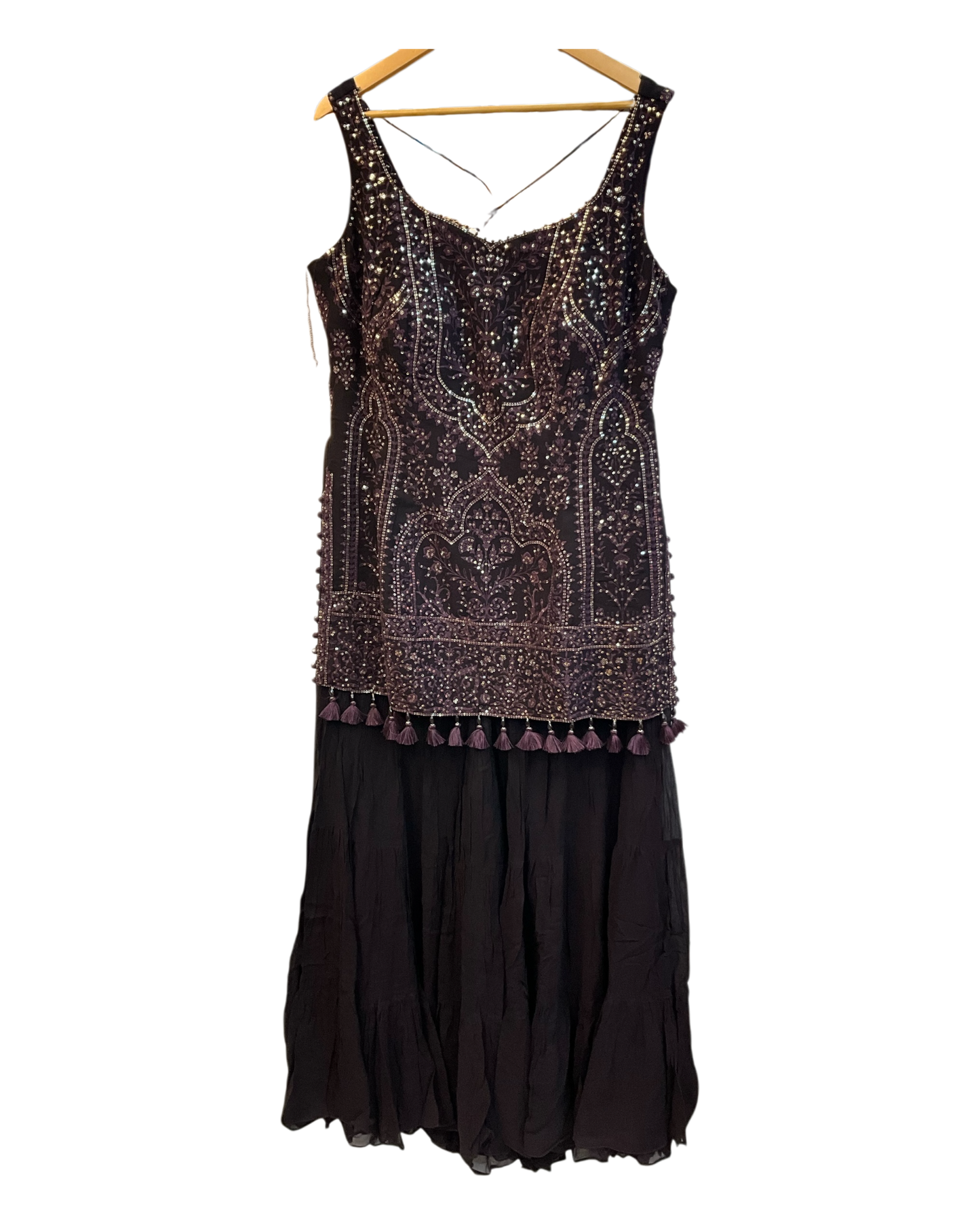 UK 18 / 44" - Dark Wine - Designer Ladies Indian Medium Top Palazzo Trousers Suit - UK Stock - 2/3 days delivery - VMK CHARMI RP