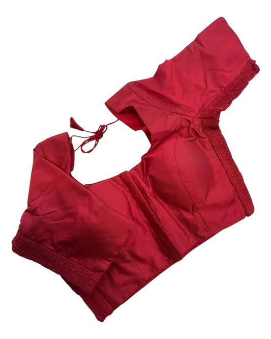 Light Maroon - HYBRID Silky Saree blouse - With Elastic on both side for Great fit - Size 36",38", 40" S M L  - VAM1216 Ap