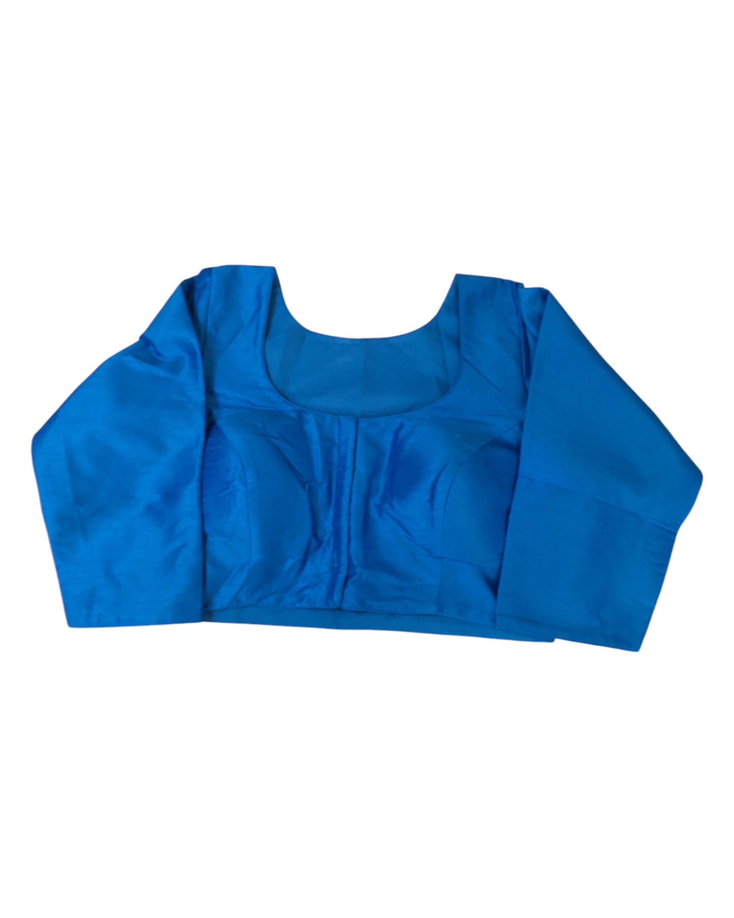 Blue - Silky Saree blouse with cups,  Long Sleeves, High Back - 42" - UK Stock - Quick Delivery - RNK - R231F-A