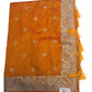 Amber / Burnt Orange - Silky - Party Wear Embroidered Saree with Blouse Piece - SP250409 VP