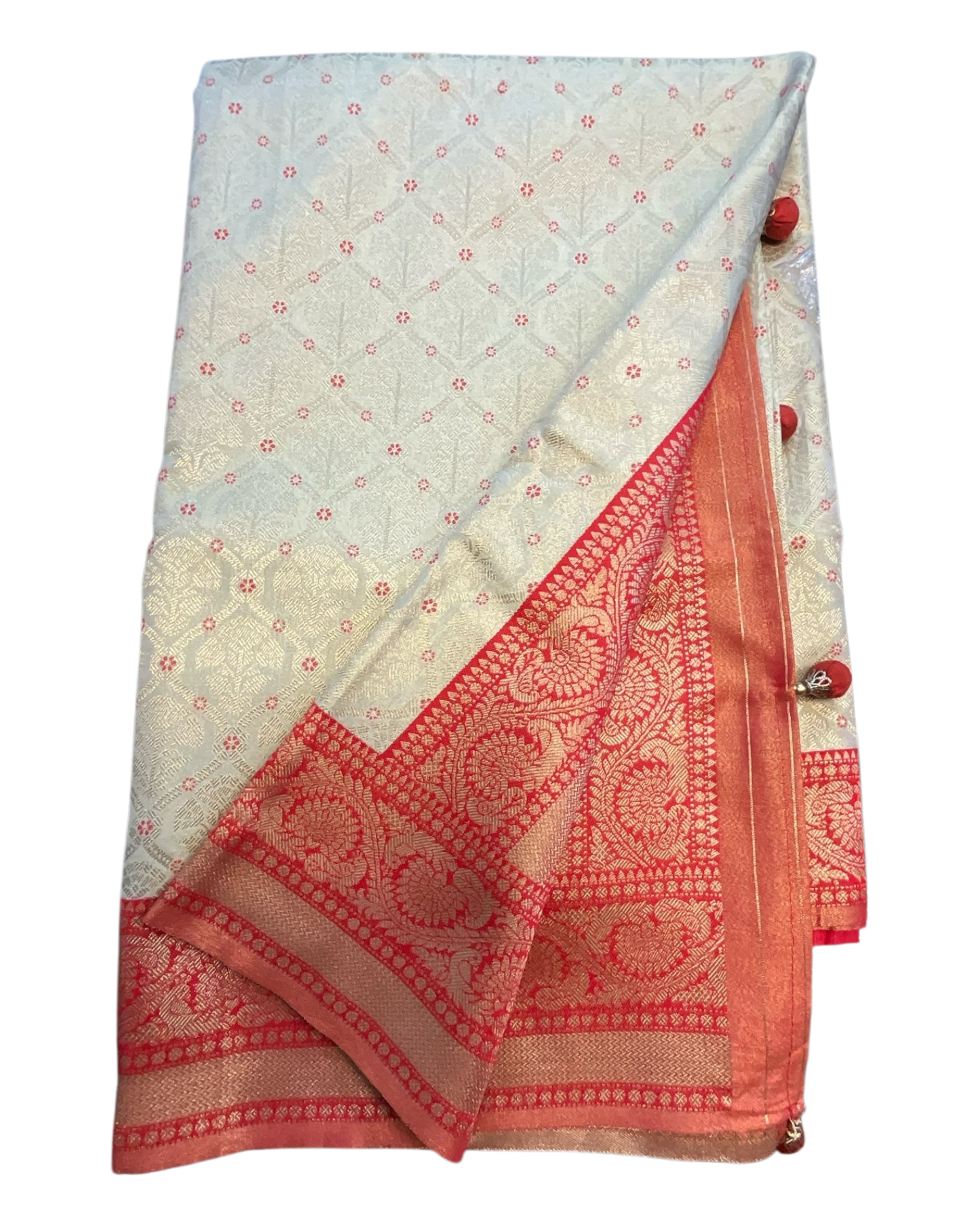 Gold / Red - Silky Handloom Banarasi Saree with Blouse Piece -  12TY25 REW1046