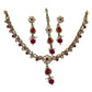 Red - Small Size Antique Gold Finish Necklace Set with Earrings & Head Piece /Tika- SLV78  11Ap24