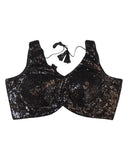 Black - Full Sequins Saree blouse with cups,  Sleeveless - 38" - UK Stock - Quick Delivery - RNK - R949-KK