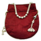 Maroon - Silky Bollywood Ladies Potli / Pouch Style HandBag - GJ21 10Rp24