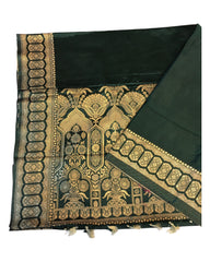 Bottle Green - Traditional Handloom Banarasi Sari / Saree - with Blouse Piece - SN2403 11VC24