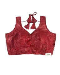 Maroon - Gaji Sequins Silky Saree / Lehenga blouse - 38