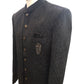 Stunning Double Layered Mens Black Sherwani in Suede - SHU2402 PY 0124