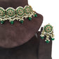 Green - Large Size Antique Gold Finish Necklace Set with Earrings - RAK05  VY 0424