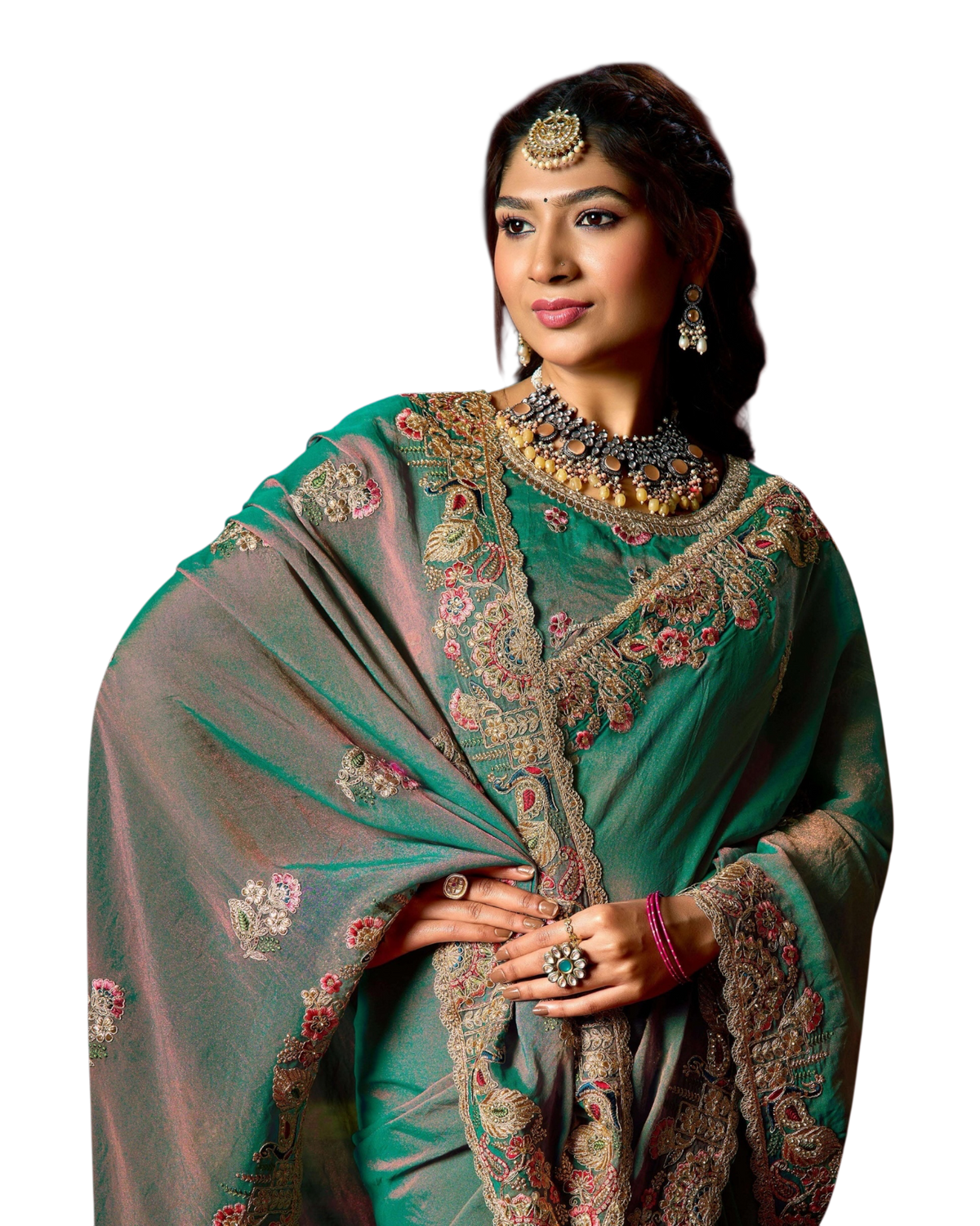 Turquoise - Fancy Party Saree with Blouse Piece - UK stock - 24hr Dispatch - LTF902 07VV26