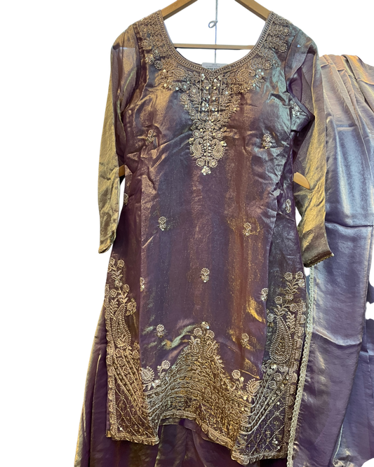 UK 20 / 46" - Purple - Ladies Sharara / Palazzo Trousers Suit - UK Stock - Sangeet / Henna / Weddings - HEL22010 VJ