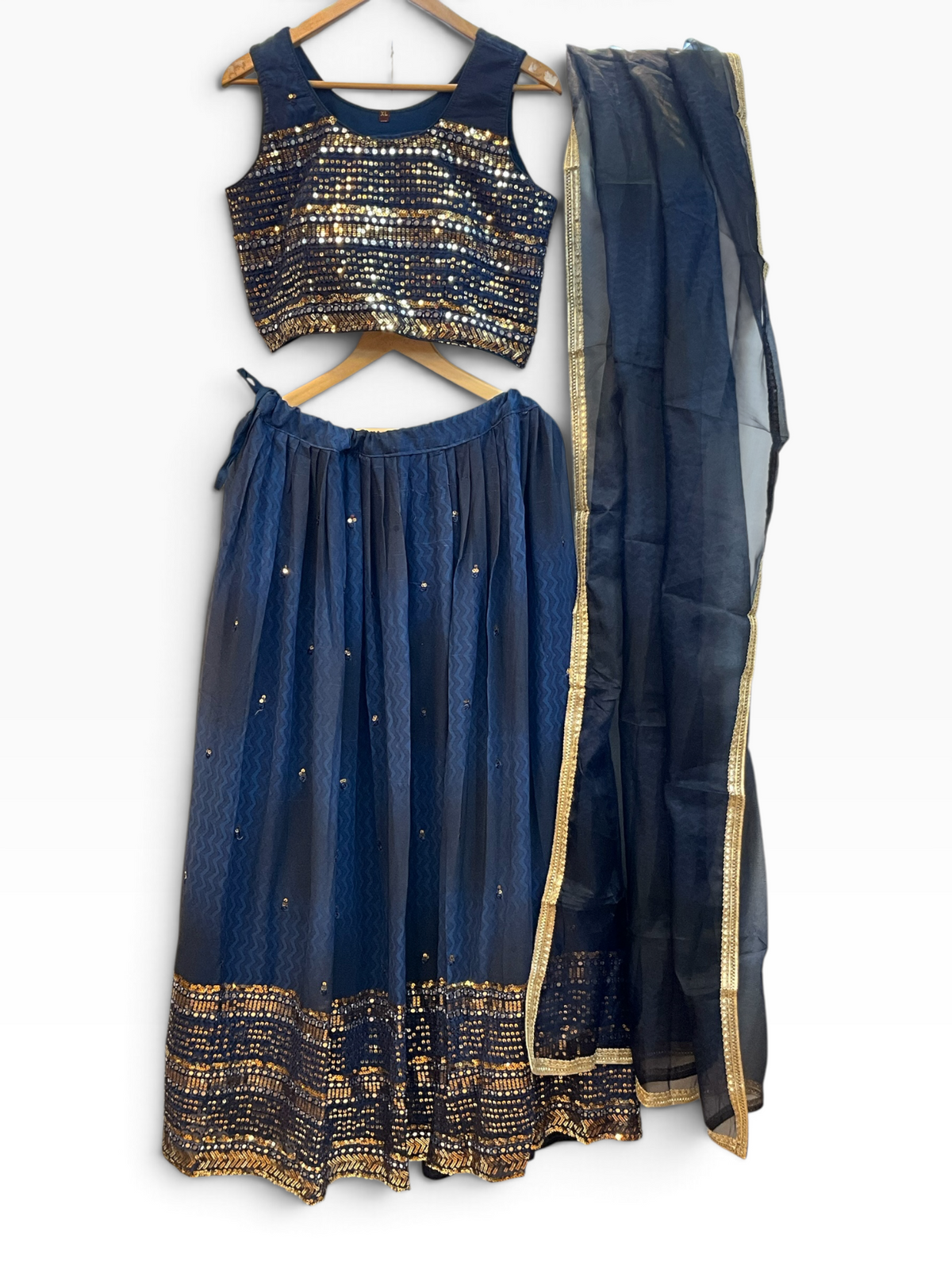 SALE ! Size UK 14 (40") Navy Blue - Lehenga Set - Mehndi / Sangeet / Bridesmaids / Weddings / Garba  - UK Stock - 24h Dispatch - PC2615