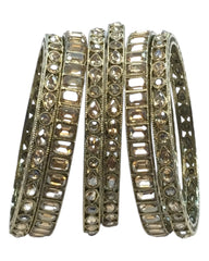 Antique Gold Finish GOLD Reverse Stone Bangles (Set of 6) - Mix N Match - SR219R