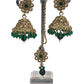 Green - Medium - Antique Gold Finish Necklace Set with Earrings - DAJ471 KY 0724