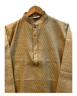 Dark Gold - Rich Brocade Mens Indian Kurta set - UK Stock - Weddings / Walimas , Sangeet, Diwali, Eid, Mehndi / Henna - NAD25722 KA
