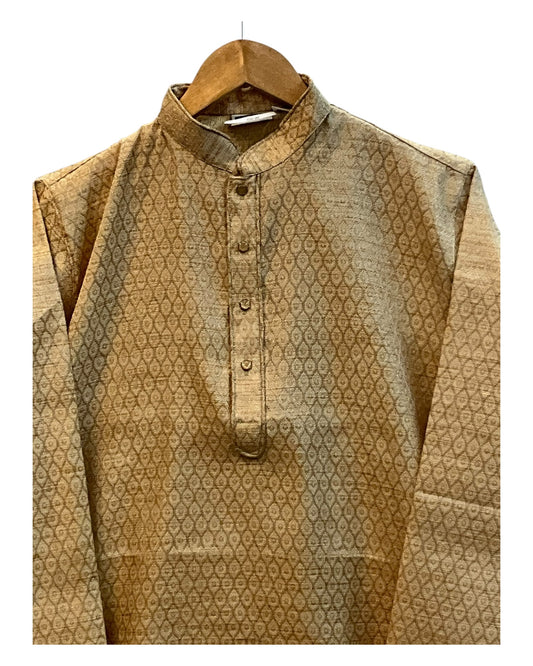 Dark Gold - Rich Brocade Mens Indian Kurta set - UK Stock - Weddings / Walimas , Sangeet, Diwali, Eid, Mehndi / Henna - NAD25722 KA