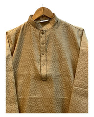 Dark Gold - Rich Brocade Mens Indian Kurta set - UK Stock - Weddings / Walimas , Sangeet, Diwali, Eid, Mehndi / Henna - NAD25722 KA