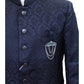 PREMIUM Slim Fit Mens Navy Blue Self Brocade BandhGala / Prince / Chinese Collar Jacket - Fantastic Fit - CS2411 TP 0524