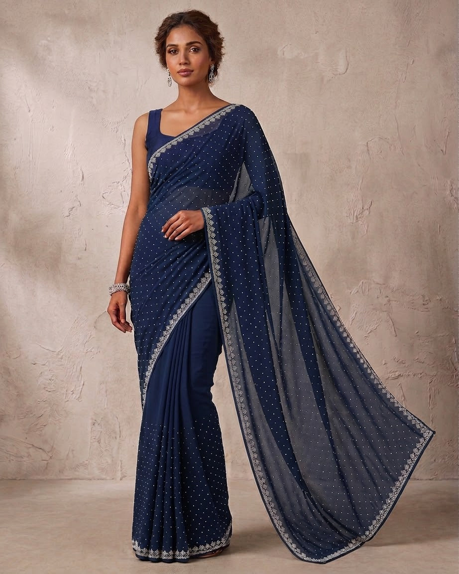 Dark Wine - Fancy Party Saree with Blouse Piece - UK stock - 24hr Dispatch - SP2625 VY