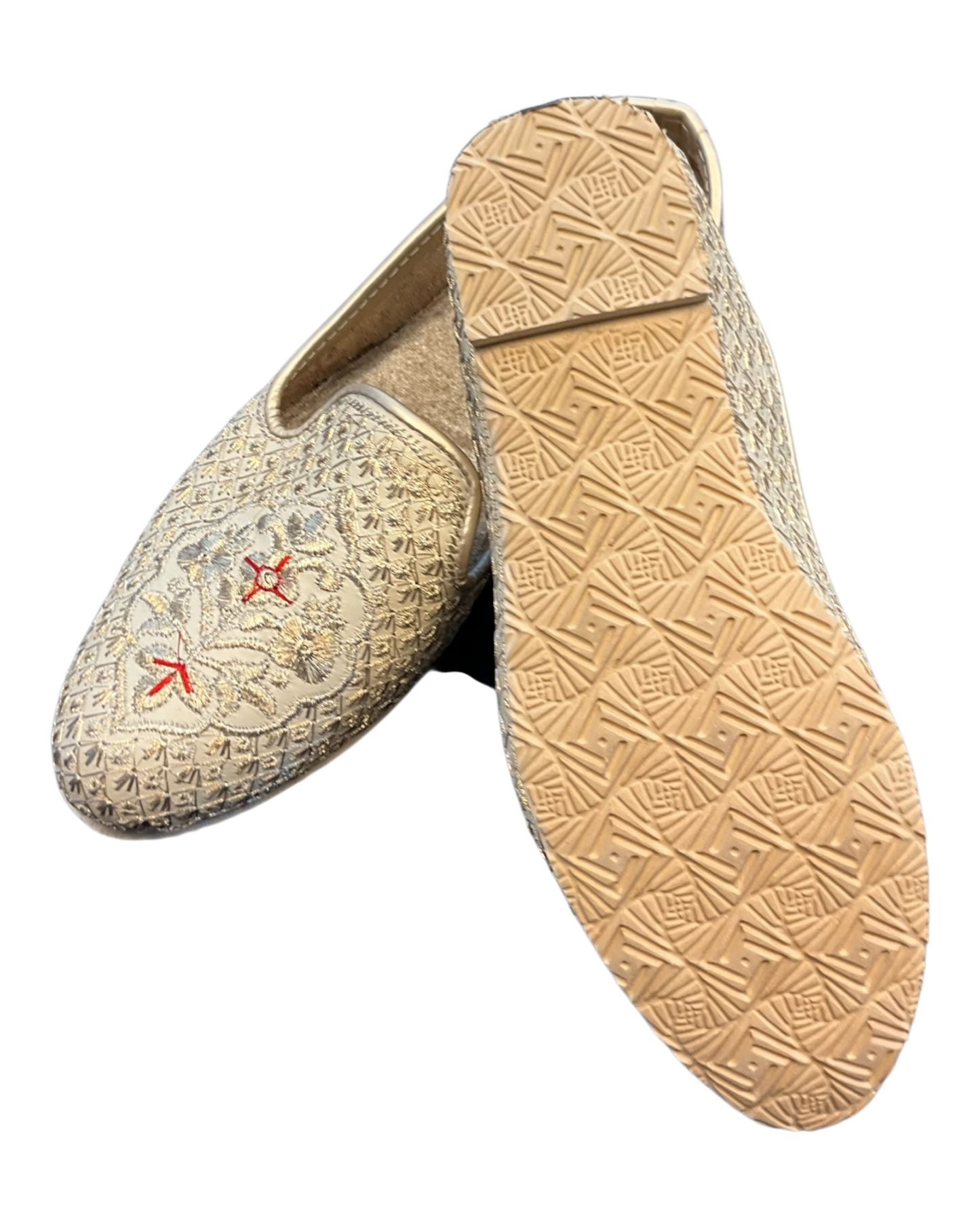 Gold Embroidered - Loafer Style Mojri - Indian Mens shoes - Mojari , Khossay -  Sherwani / Kurta - PAL2603 C