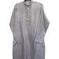 Light Grey / Silver - Rich Crepe Brocade Mens Indian Kurta set - Weddings / Walimas , Sangeet, Eid, Mehndi / Henna - KCS1033 06TT24