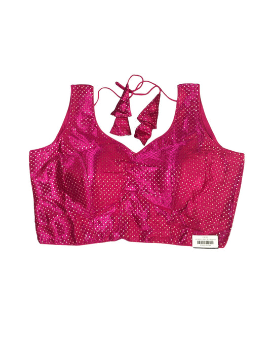 Magenta - Gaji Sequins Silky Saree / Lehenga blouse - 38" Bust (UK 12) Can be let out to size 16  - AF2407 KY 0324