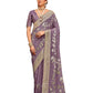 Lilac - Handloom  - Chiffon Banarasi Saree with Blouse Piece - JOH1609 10TV25