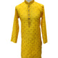 Haldi Yellow - Linen Mirror Work Mens Kurta Set - Sangeet Mehendi Haldi - NY2303 KT 1123