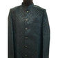 Teal Blue - Classic Self Brocade Mens Sherwani with Quality Buttons - Smart Trousers - UK stock - 2/3 Days Delivery - YD2504 PY