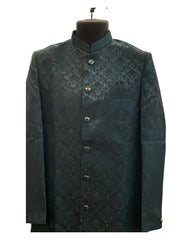 Teal Blue - Classic Self Brocade Mens Sherwani with Quality Buttons - Smart Trousers - UK stock - 2/3 Days Delivery - YD2504 PY