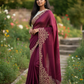 Dark Magenta - Rich Saree with Stone Work Border and Blouse Piece - UK stock - 24hr Dispatch - RS2511 TA