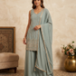 UK 16 / 42" - Sea Green - Crepe Ladies Sharara / Palazzo Trousers Suit - Sangeet / Henna / Temple - OC76137 TA