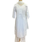 White - Cotton Ladies Salwar Kameez with Chiffon Dupatta - Elbow Length Sleeves - Funeral  / Church KTC250401 KR