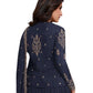 Chiffon - Navy Blue Anarakali  Long Dress with Trousers - Size 12 (Bust 38") - Inside Margin to let out ( 3 to 4")VF66575 TY 1024
