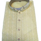 Lemon Light Yellow - Rich Lucknowi Mens Indian Kurta Set with Smart Pants - Weddings / Walimas , Sangeet, Eid, Mehndi / Henna - KCS1037 VR 0225