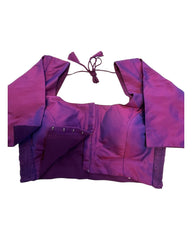 Wine - HYBRID Silky Saree blouse - With Elastic on both side for Great fit - Size 36